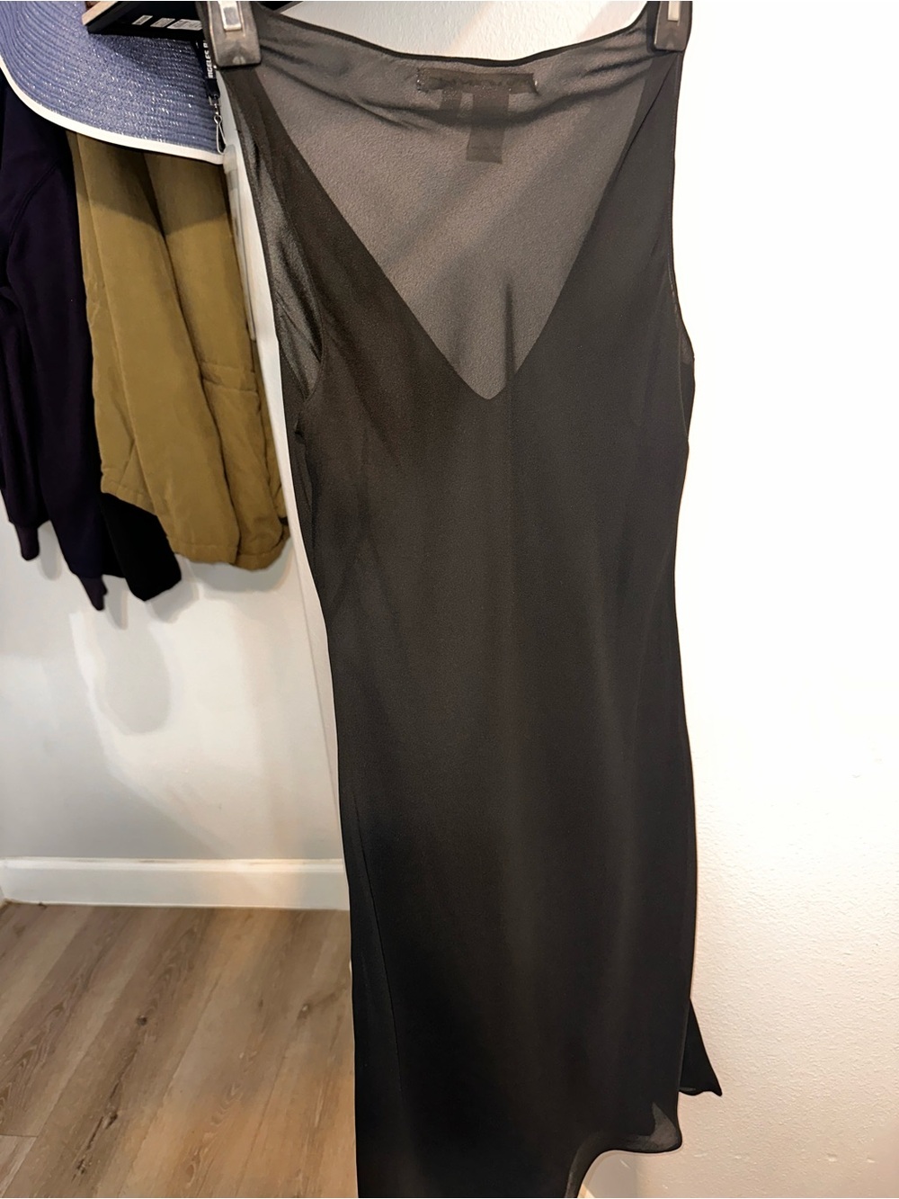 Max Studio Silk Black Sheer V-Neck Slip - Picture 3 of 4